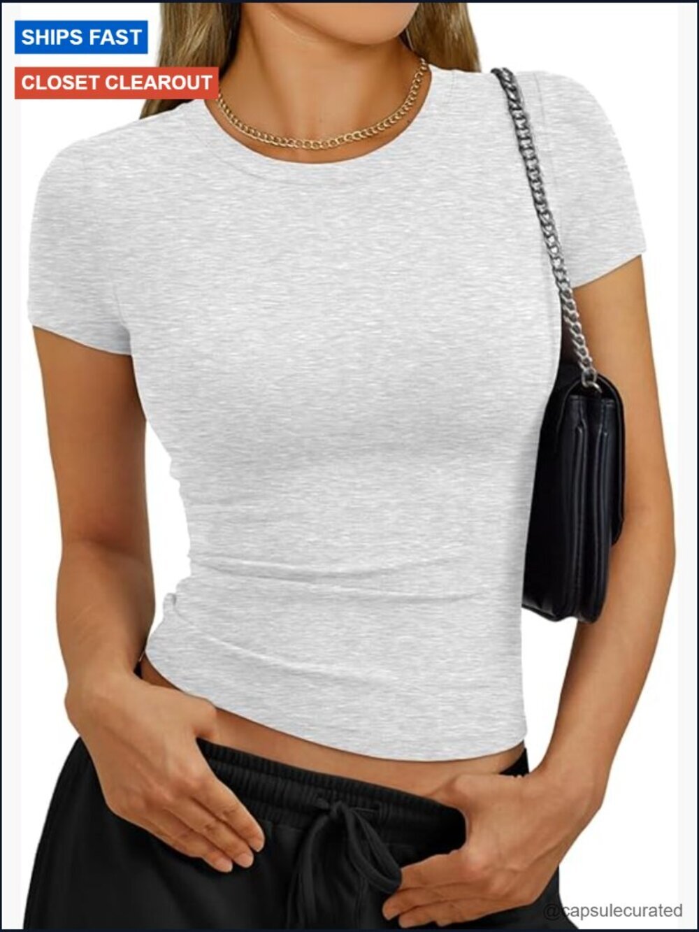Womens Short Sleeve Crewneck Basic Stretchy Crop T-Shirt